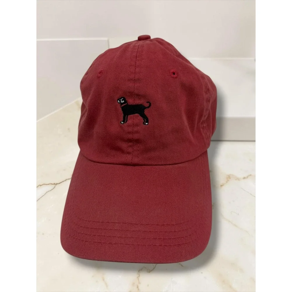 The Black Dog Red Embroidered Logo Cotton Adjustable Baseball Cap OSFM